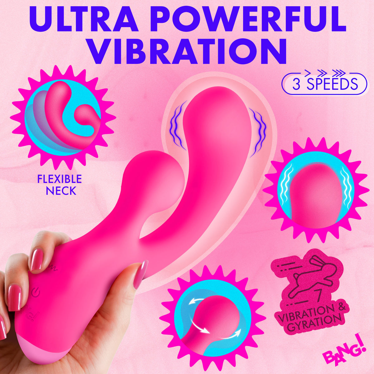 Gyro Rabbit Silicone Vibrator - Pink – rabbit vibrator, Silicone (view 2)