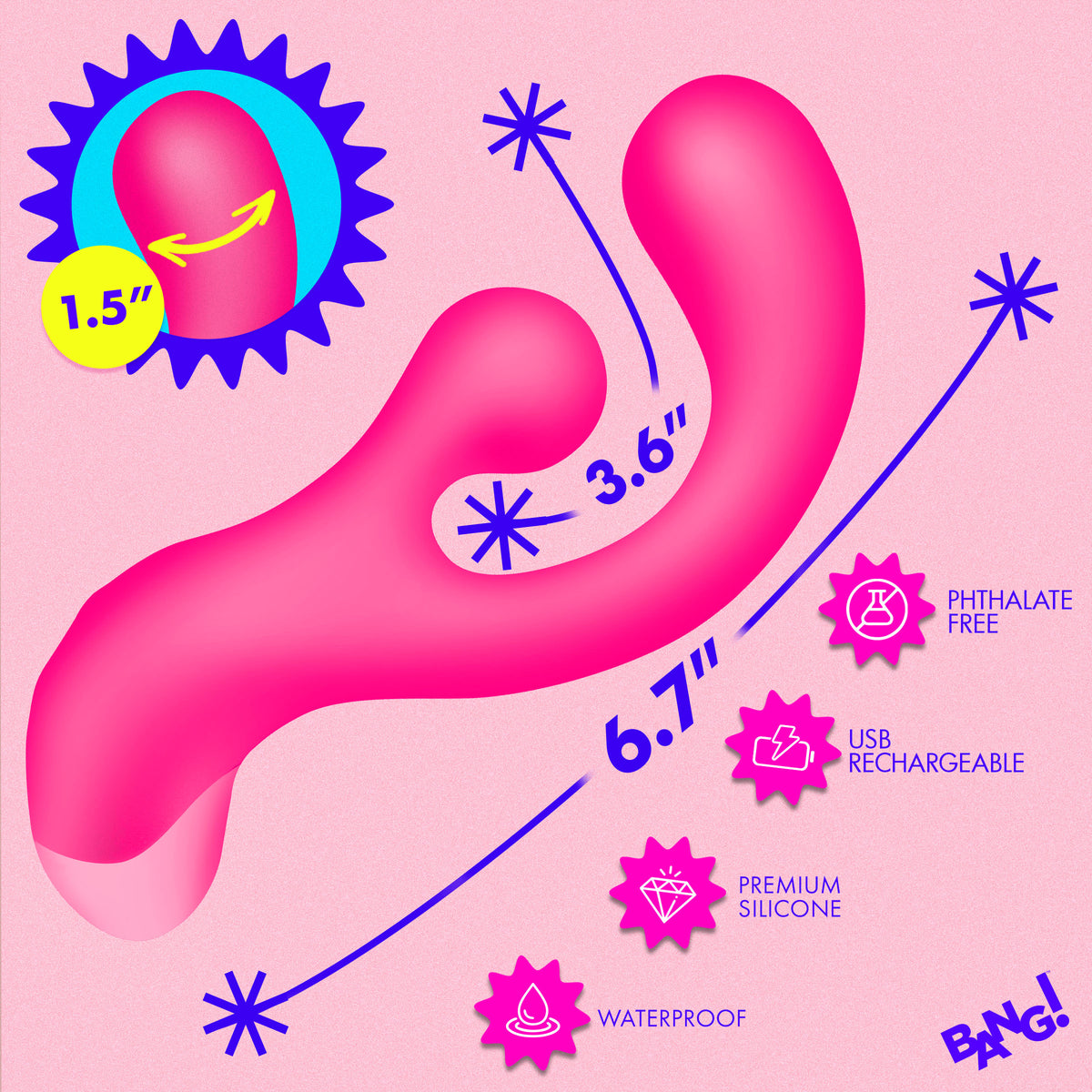 Gyro Rabbit Silicone Vibrator - Pink – rabbit vibrator, Silicone (view 4)