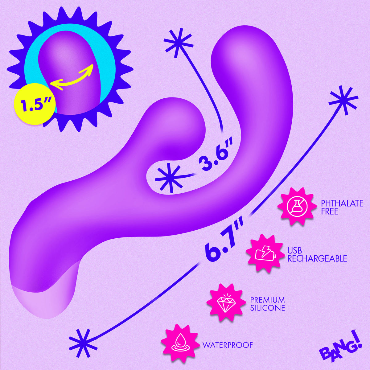 Gyro Rabbit Silicone Vibrator - Purple – rabbit vibrator, Silicone (view 4)