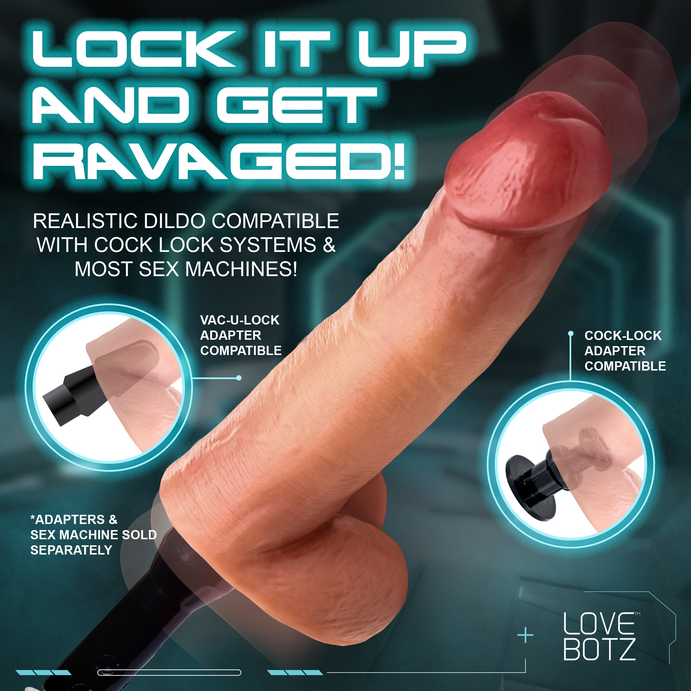 8" Cock Lock Dildo with Balls