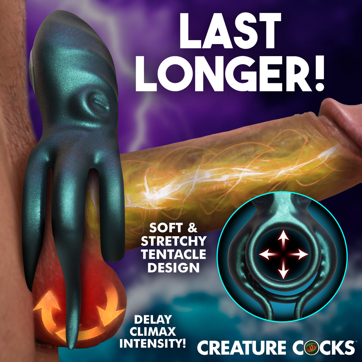 Octo Grip Vibrating Silicone Cock Ring, Silicone (view 3)