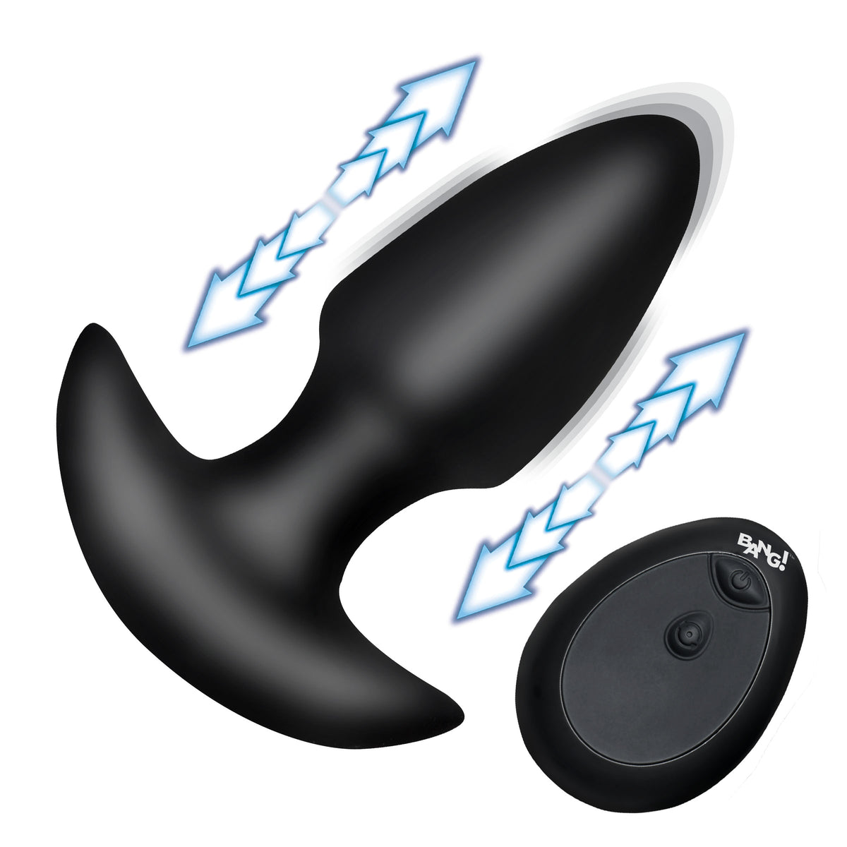 Thrusting &amp; Vibrating Silicone Butt Plug - Black, Silicone (view 5)
