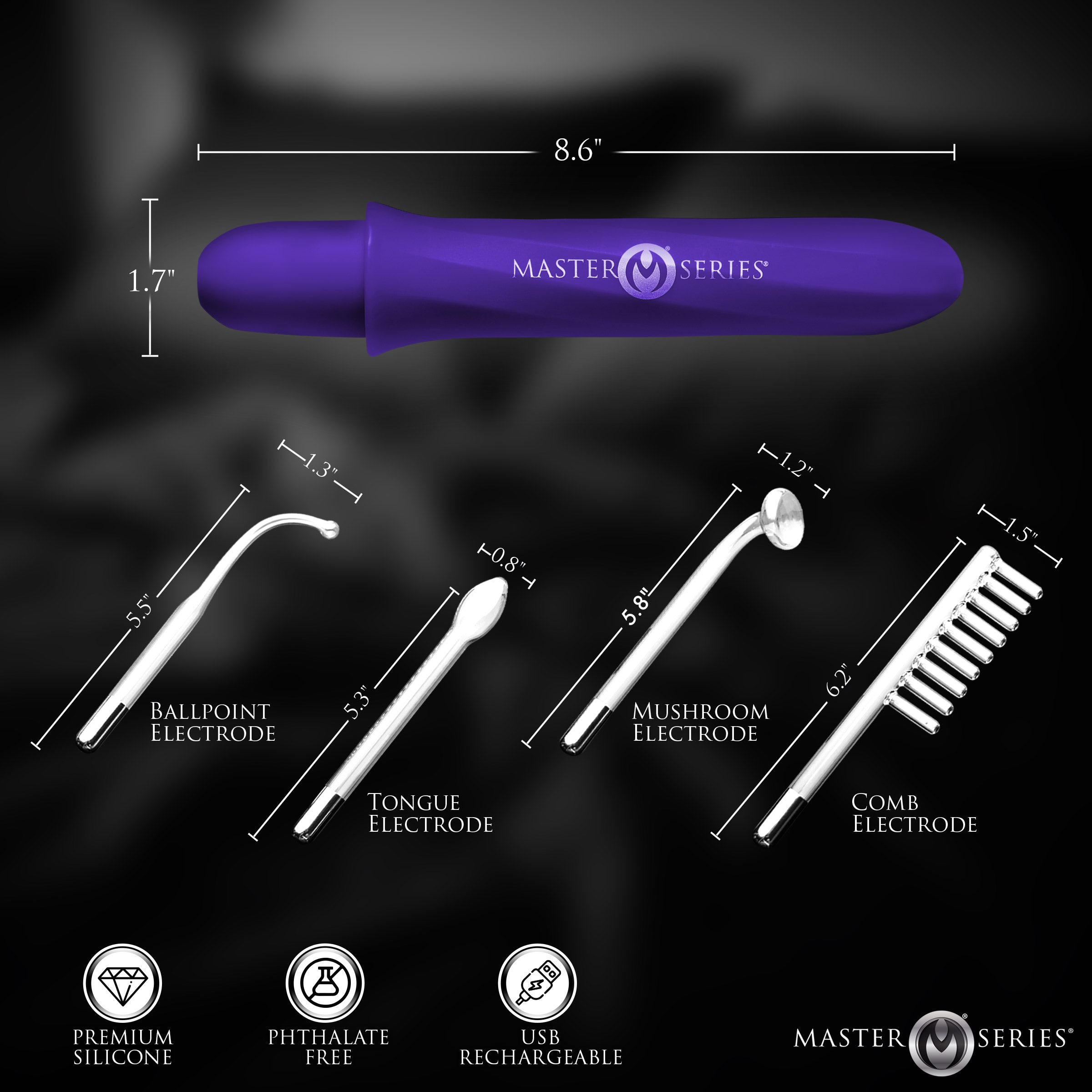 Elektrawand Rechargeable Violet Wand with Attachments - Purple