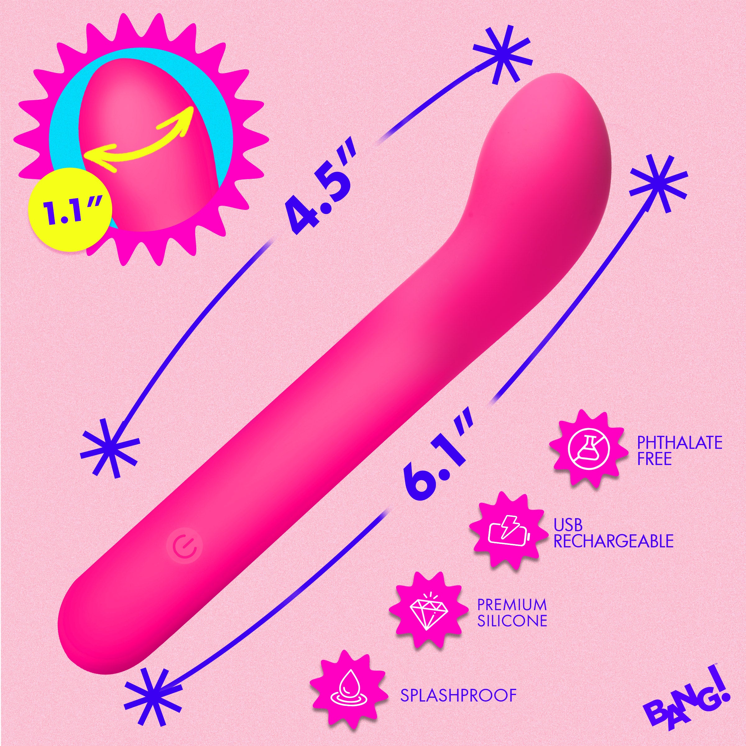 G-Spot Flexible Silicone Vibrator - PInk