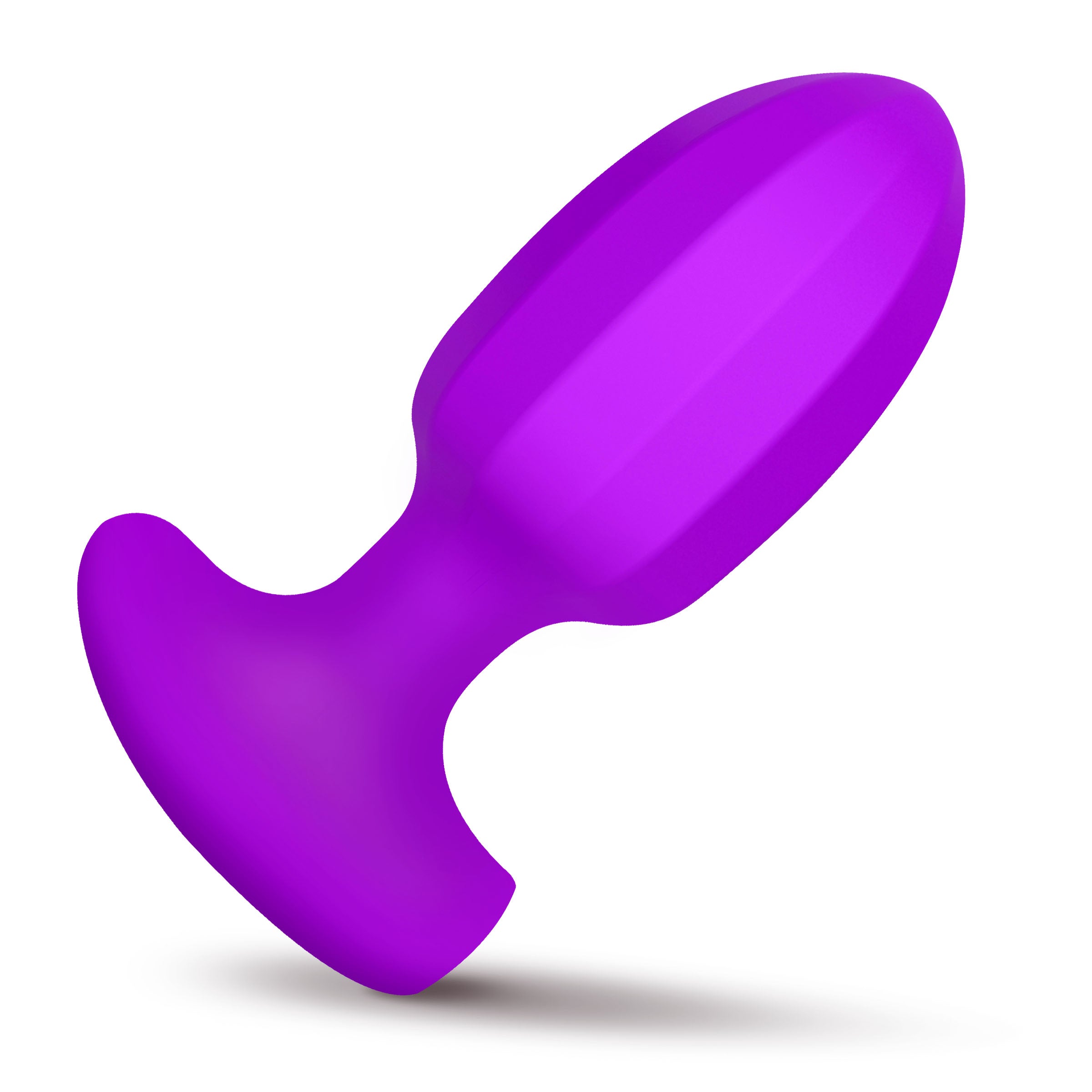 Ribbed Vibrating Silicone Butt Plug - Purple