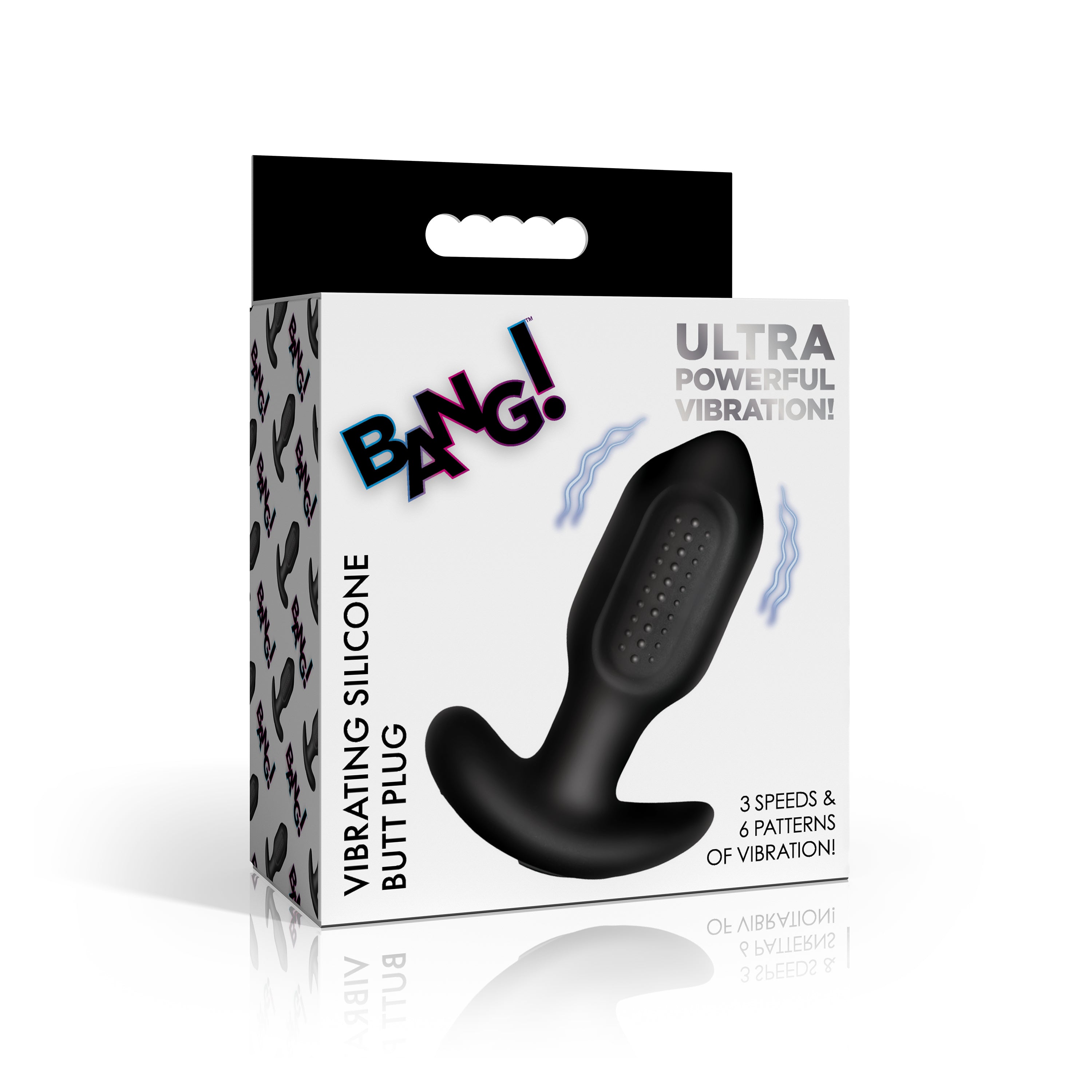 Bumpy Vibrating Silicone Butt Plug - Black