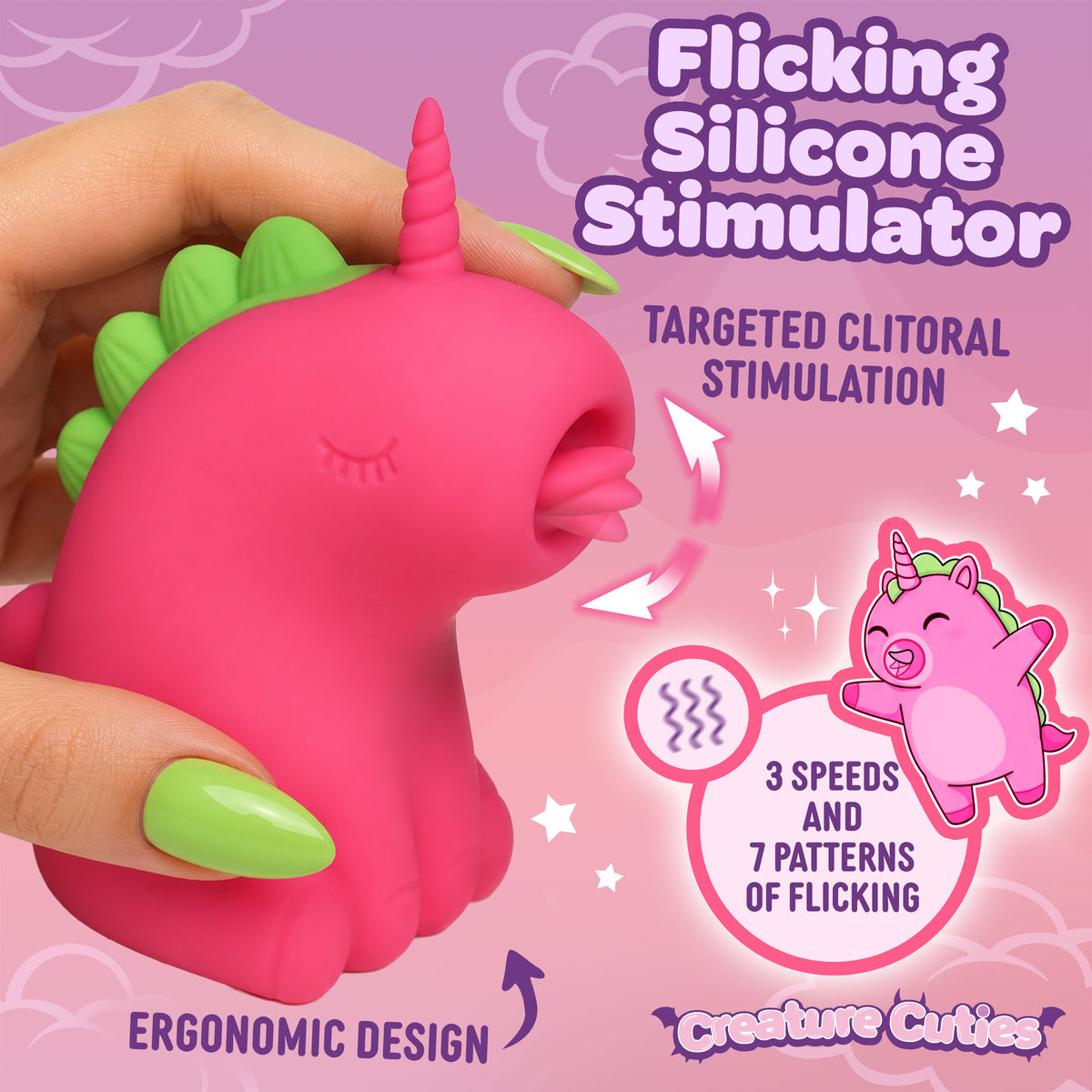 Flickyhorn Flicking Silicone Stimulator – clitoral suction toy (view 2)