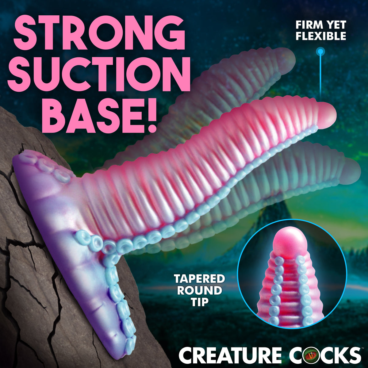 Mega-Tenta Vibrating Silicone Dildo, Silicone (view 3)