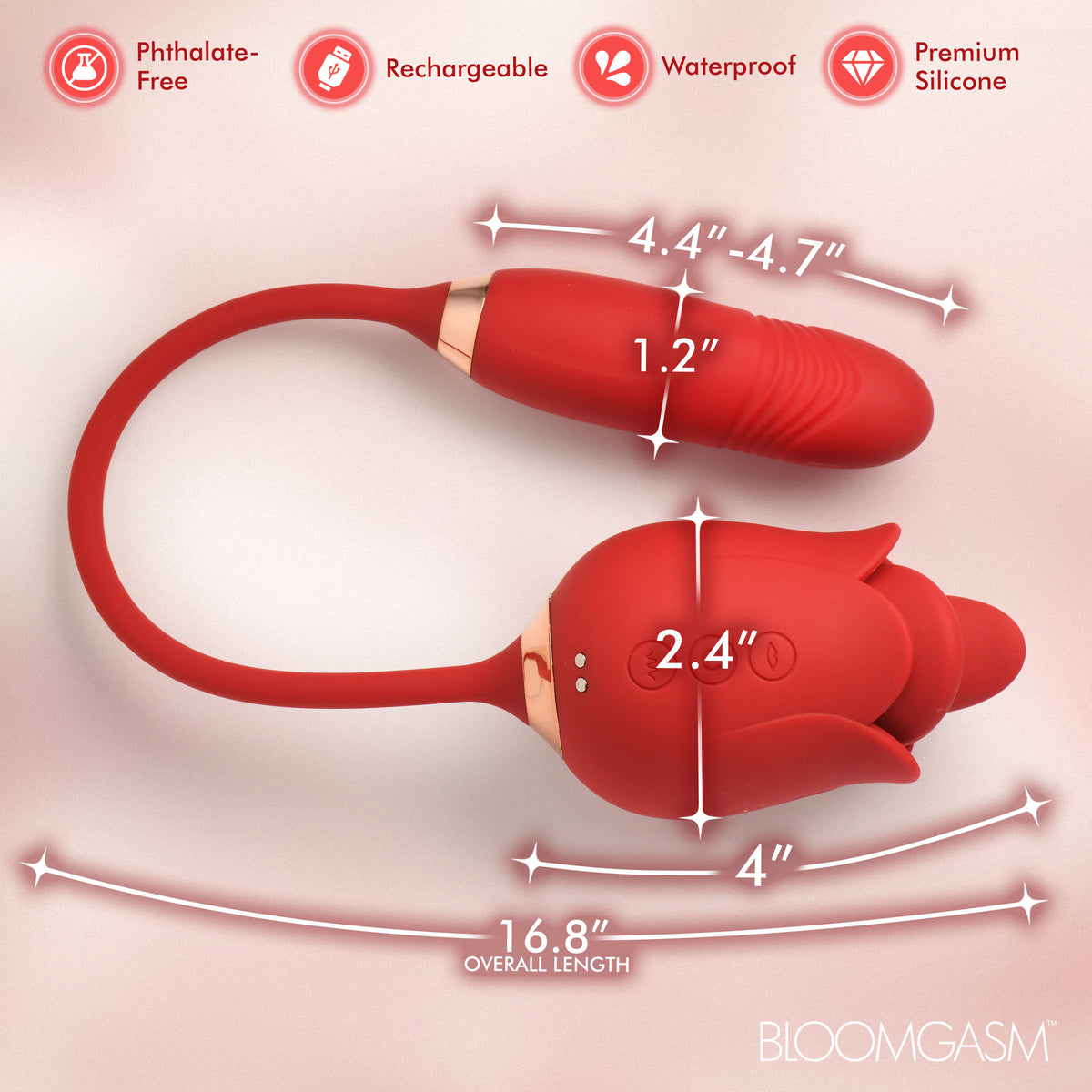 Blossom Kiss Kissing and Licking Clit Stimulator with Thrusting Vibrator – clitoral suction toy (view 5)