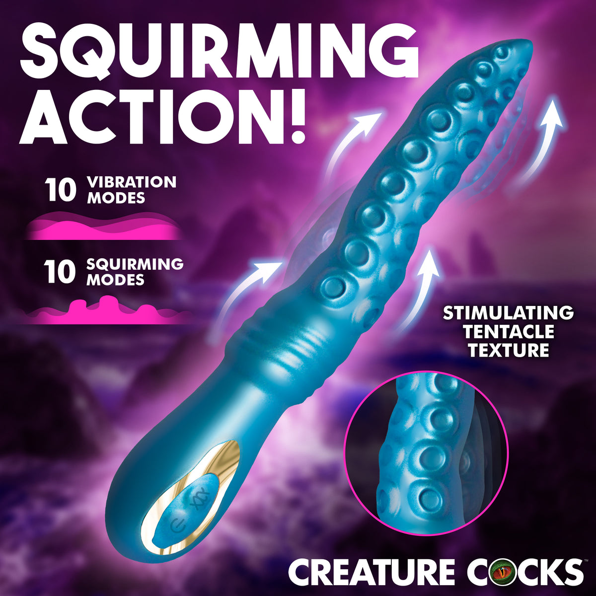 Tenta-Squirm Squirming Silicone Vibrator, Silicone (view 2)