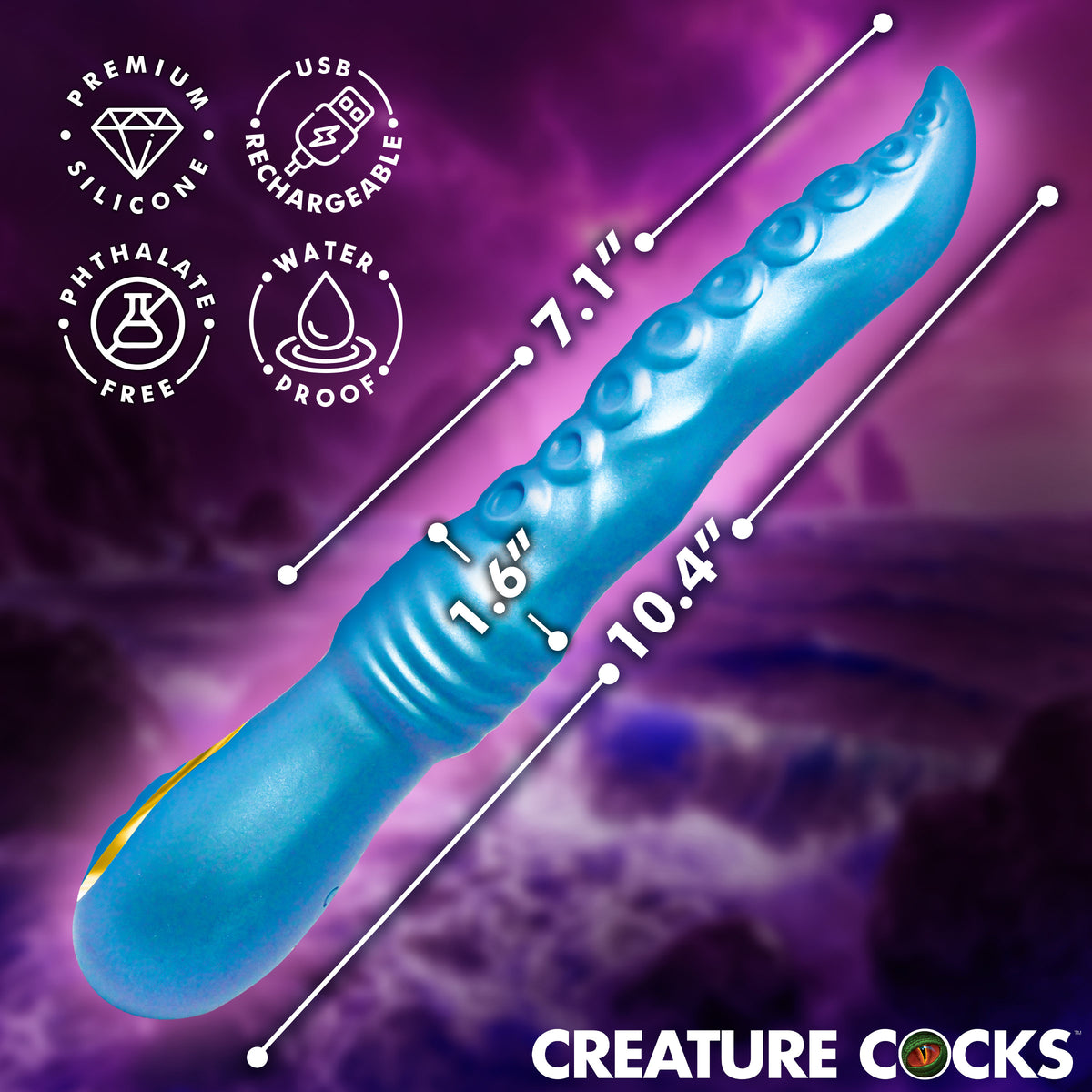 Tenta-Squirm Squirming Silicone Vibrator, Silicone (view 4)