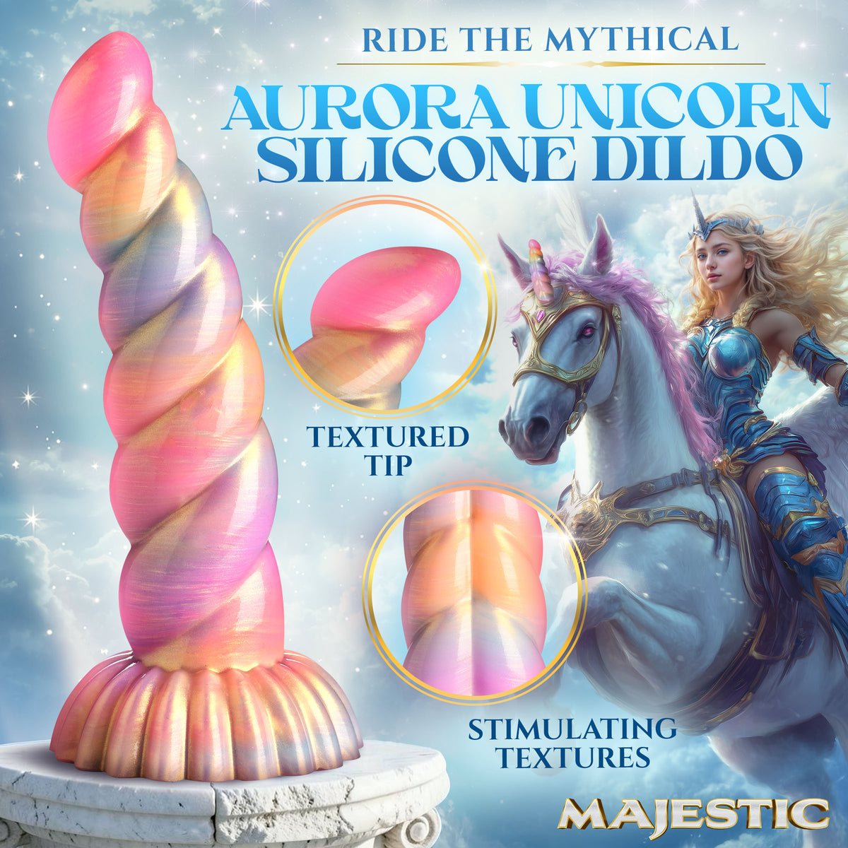 Aurora Unicorn Silicone Dildo (view 2)