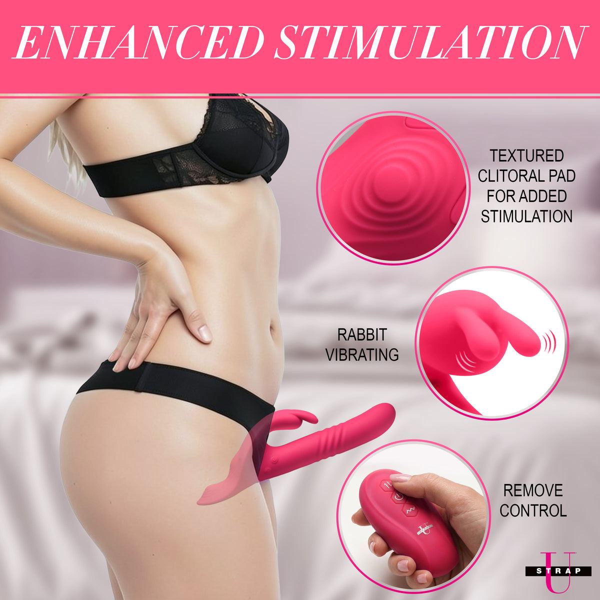 Thrusting and Vibrating Rabbit Strap-On with Harness – strap-on and harness (view 3)
