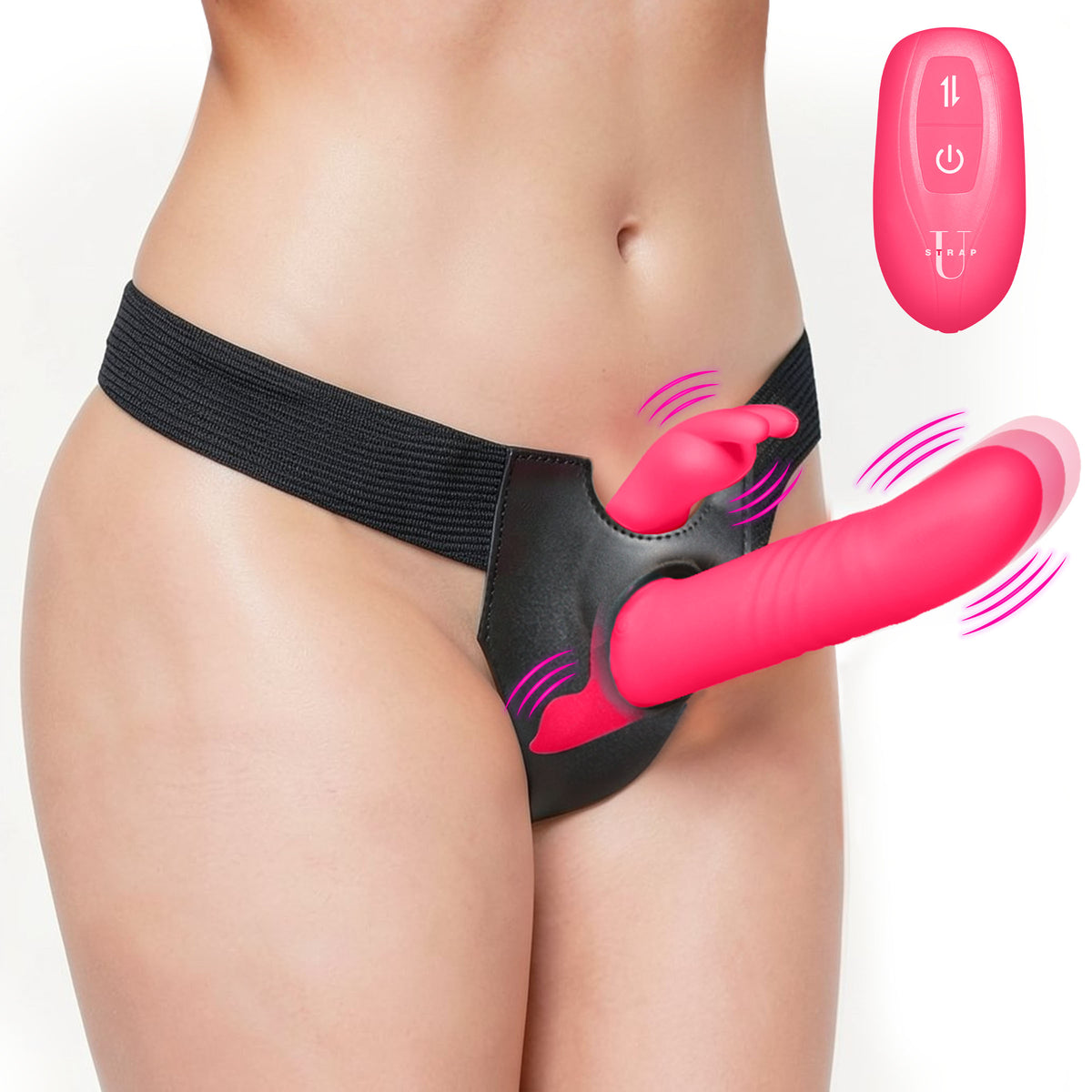Thrusting and Vibrating Rabbit Strap-On with Harness – strap-on and harness (view 6)