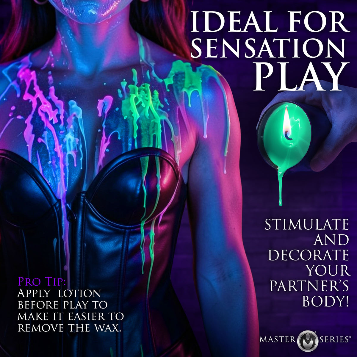 Wicked Wax Blacklight Reactive Drip Candle Set of 3 – arousal gel and spray (view 2)