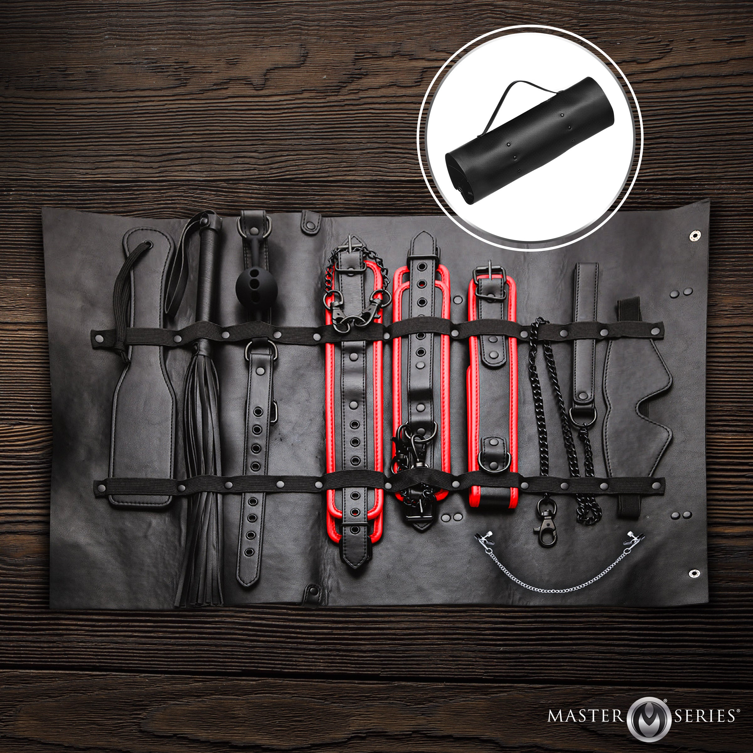 Scarlet Seduction Leather Bondage Travel Set