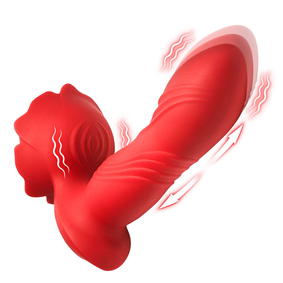 Rose Thrust Thrusting Silicone Vibrator – clitoral suction toy (view 6)