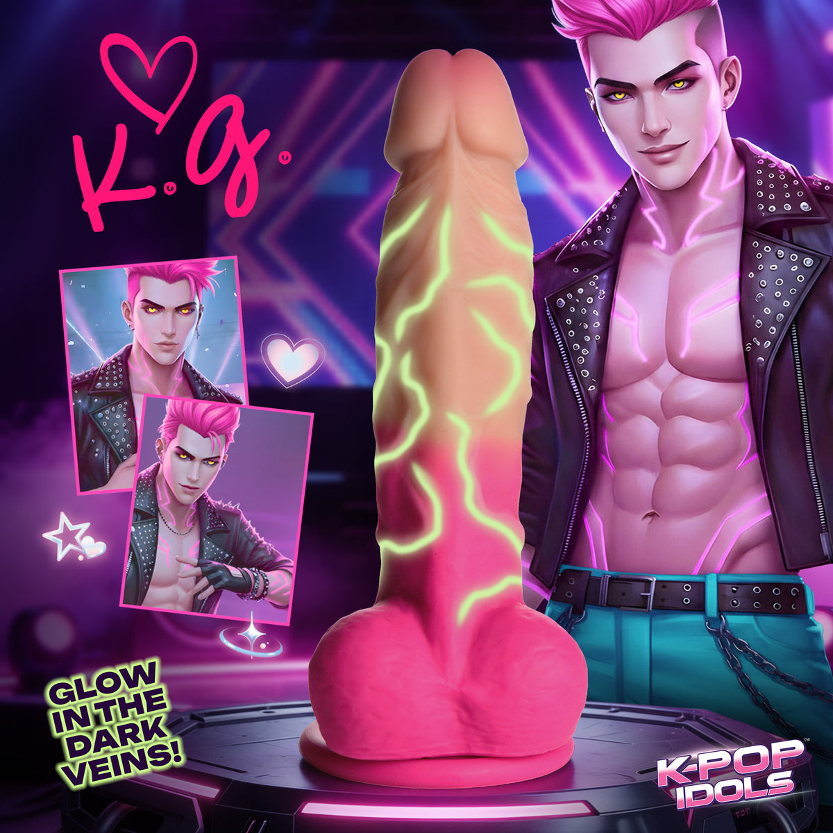 K.G. Silicone Dildo with Balls, Silicone