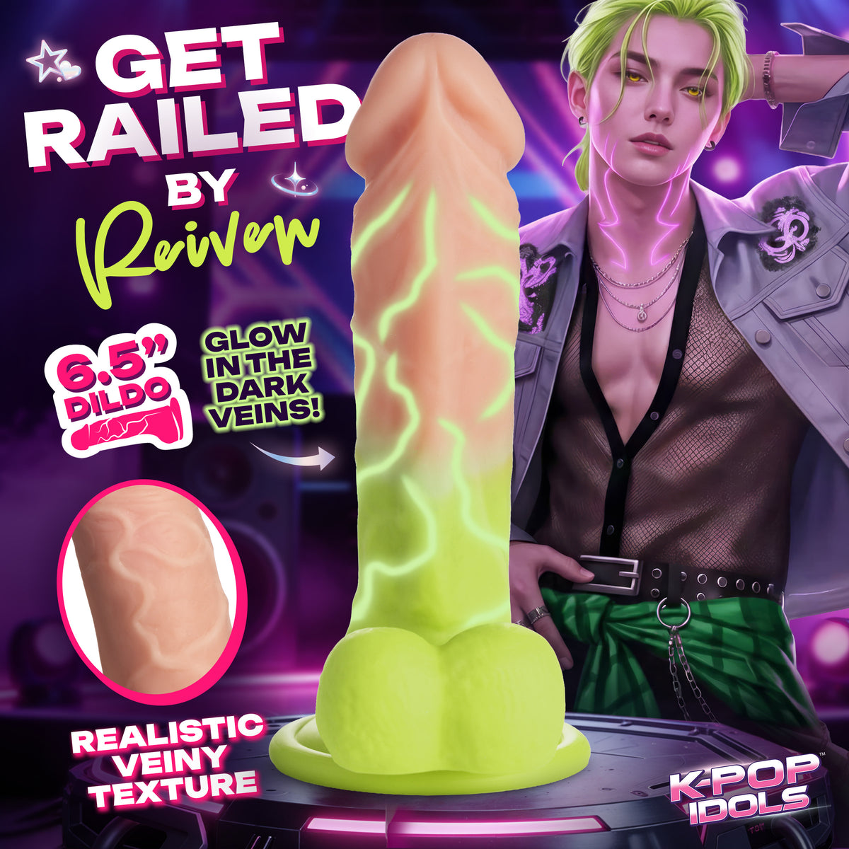 Reiven Silicone Dildo with Balls (view 3)