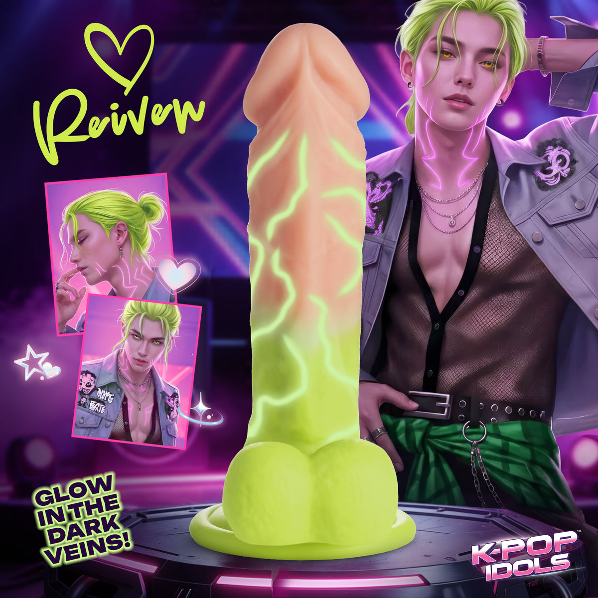 Reiven Silicone Dildo with Balls, Silicone