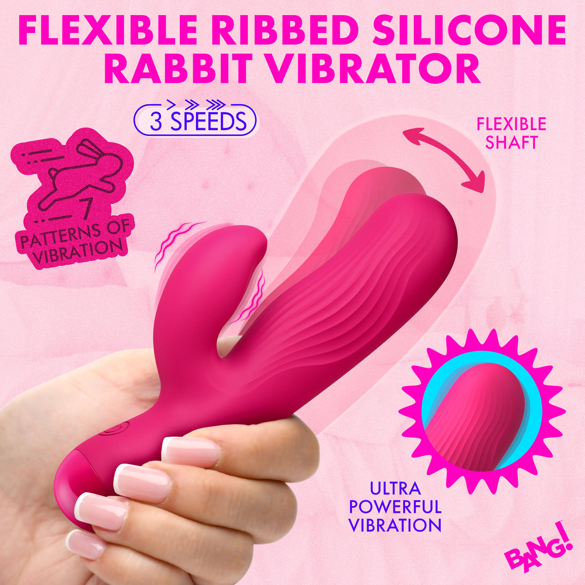 Flexible Ribbed Silicone Rabbit Vibrator (view 2)