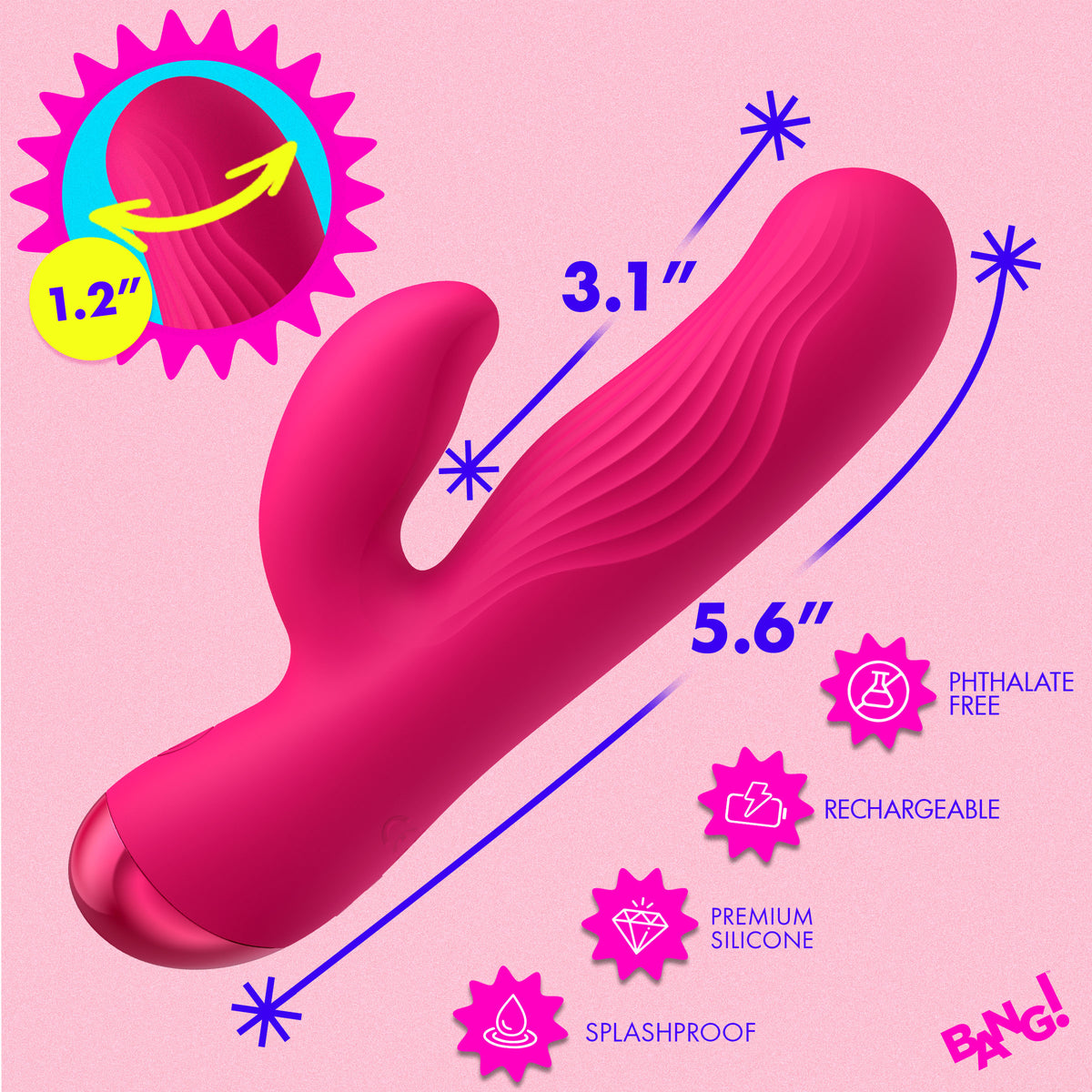 Flexible Ribbed Silicone Rabbit Vibrator (view 4)
