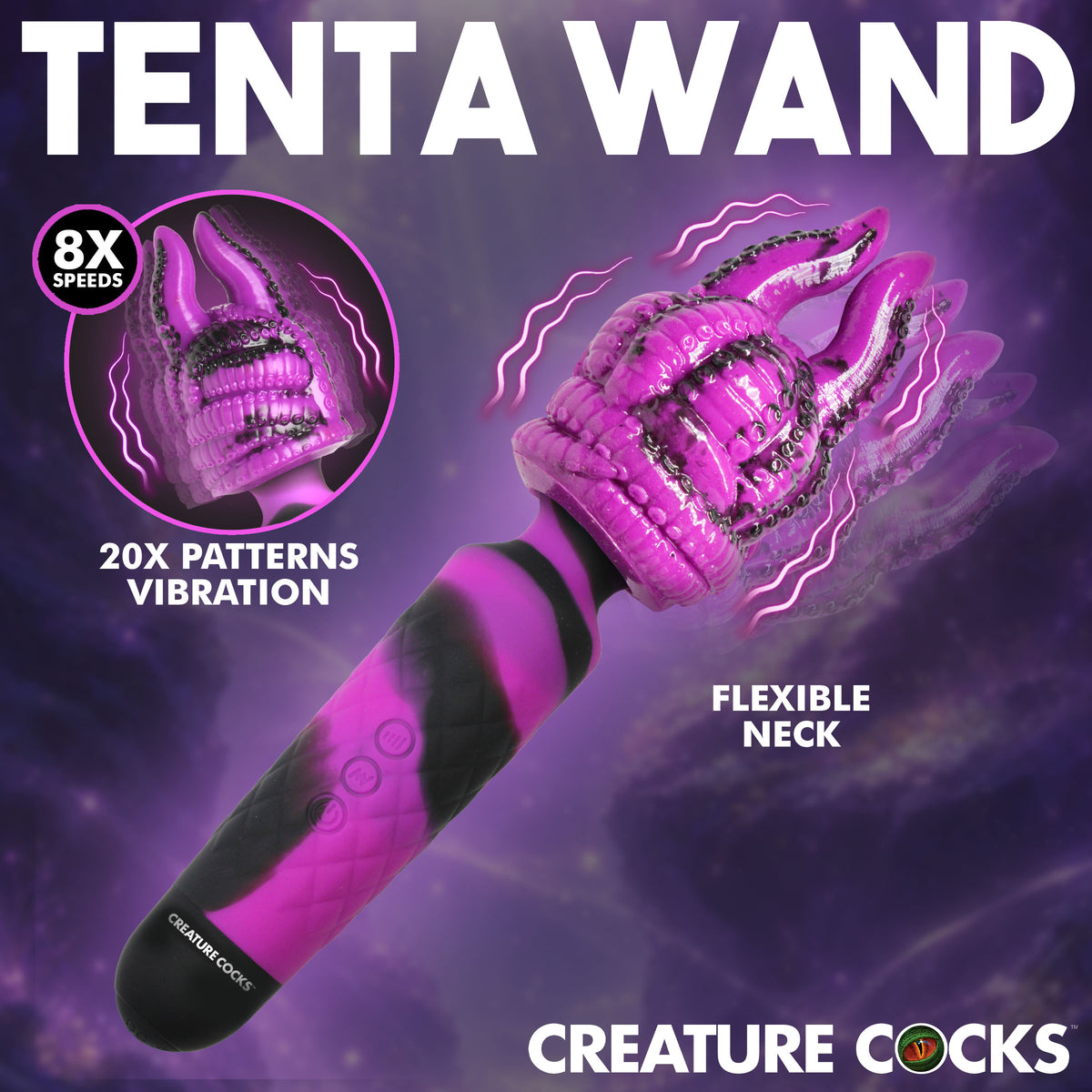 Tenta Wand Silicone Vibrating Wand + Attachment – wand massager (view 3)