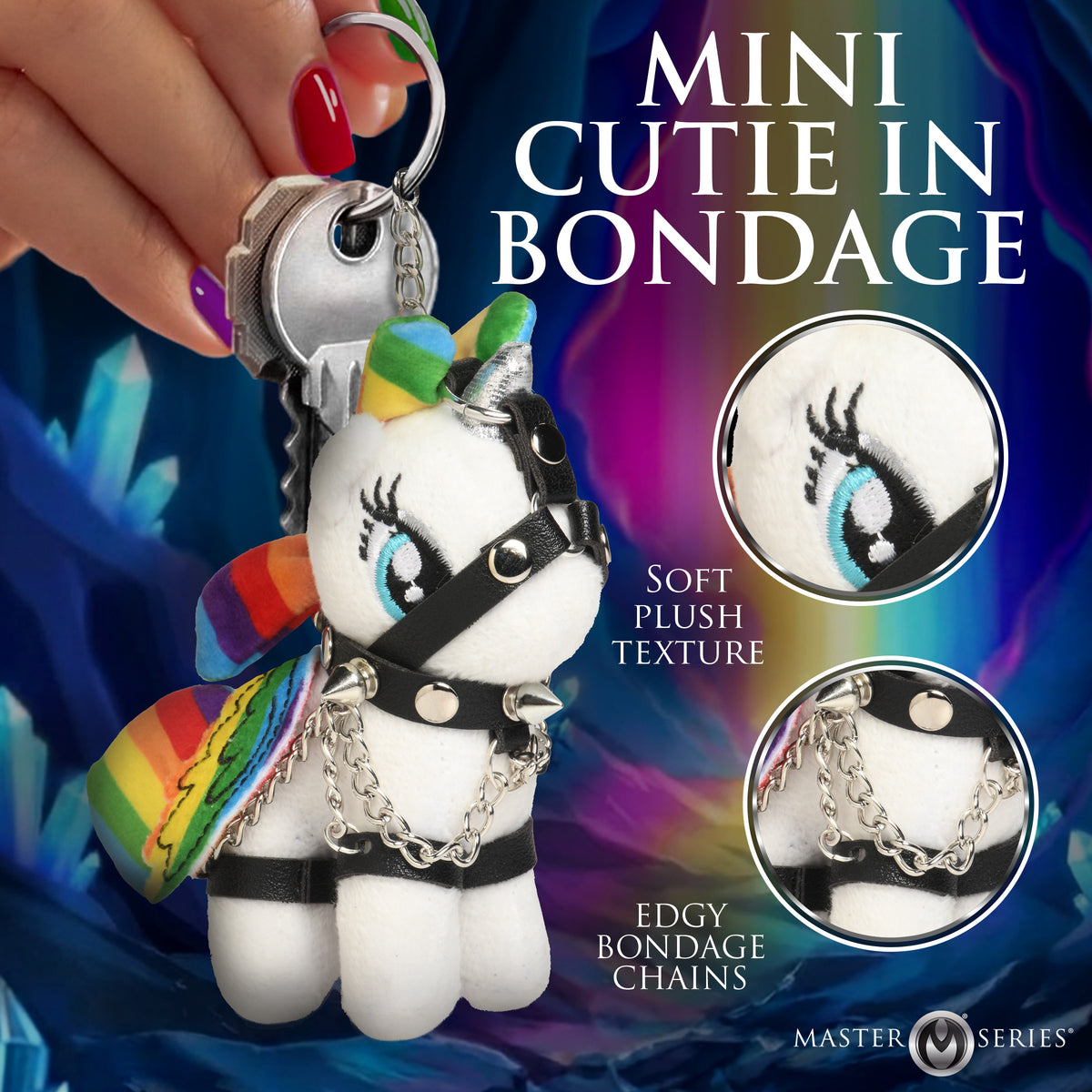 Prism Pearl Bondage Pony Keychain - Rainbow – accessories and care (view 2)