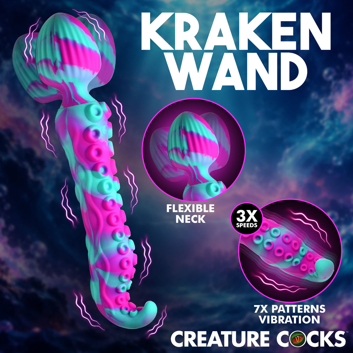 Kraken Wand Dual-Ended Silicone Wand Massager (view 2)