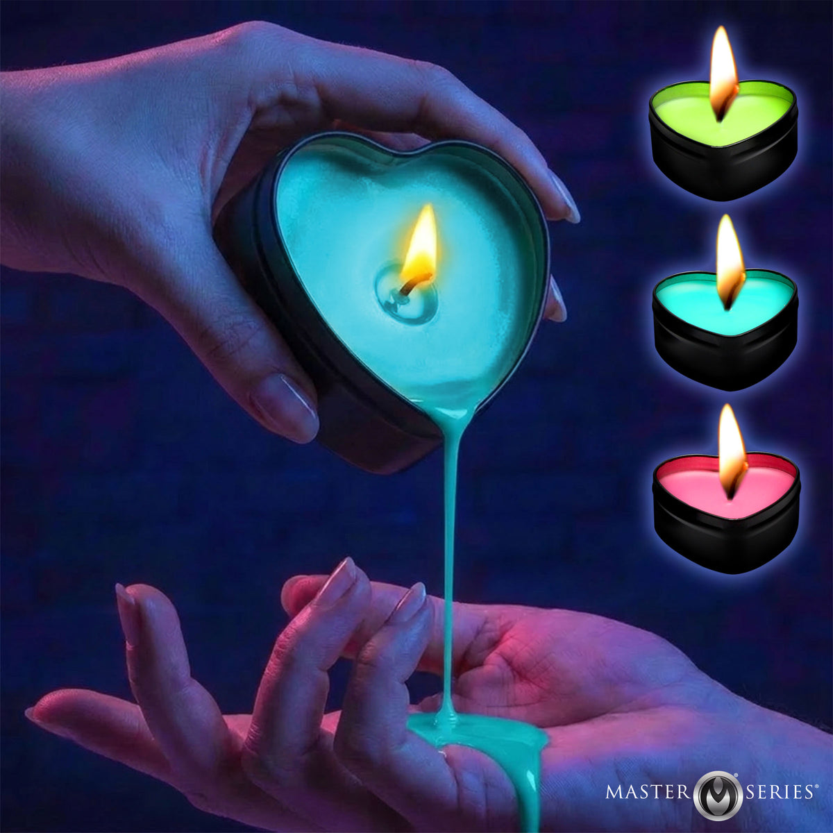 Burning Heart Blacklight Reactive Heart Drip Candle Set of 3 – arousal gel and spray (view 4)
