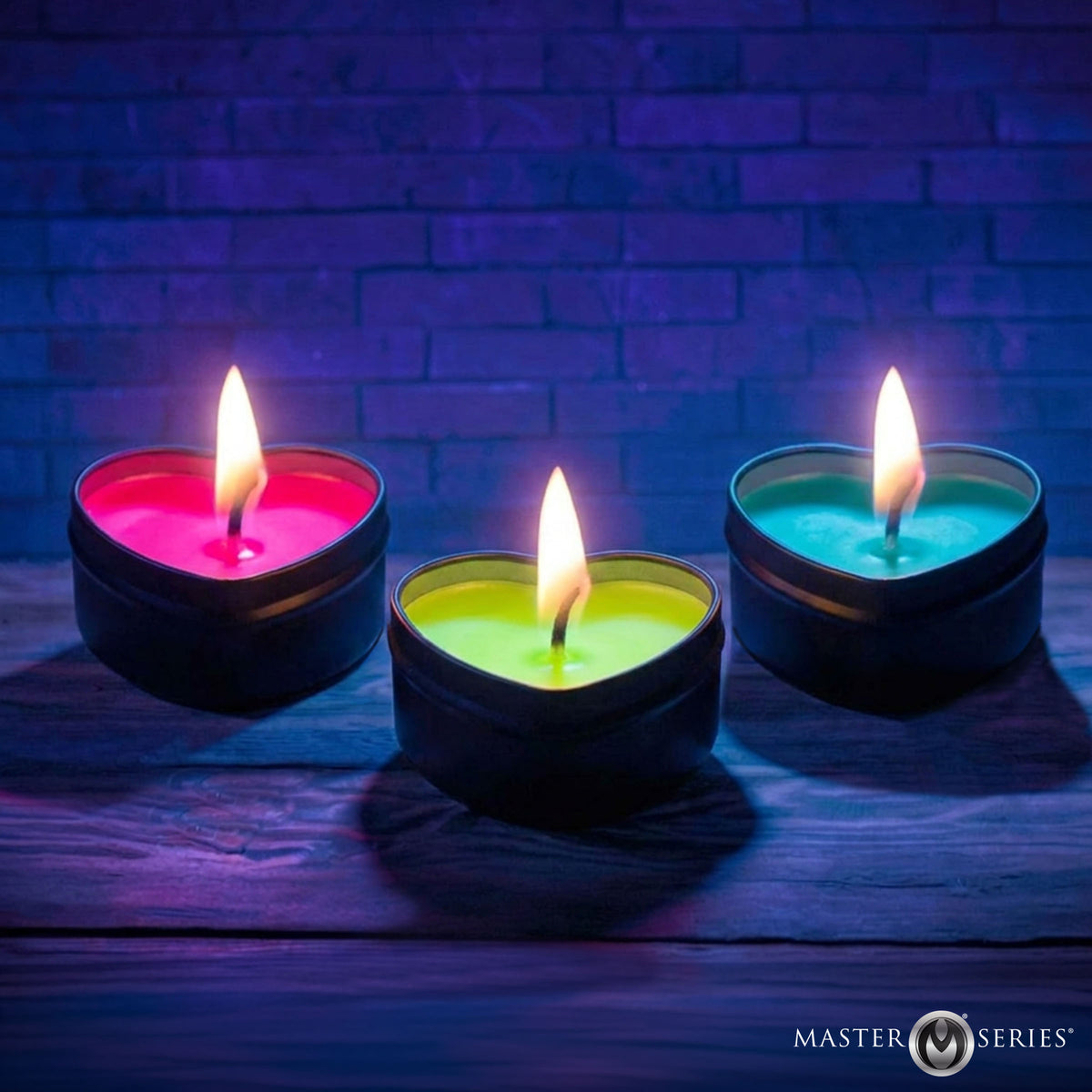 Burning Heart Blacklight Reactive Heart Drip Candle Set of 3 – arousal gel and spray