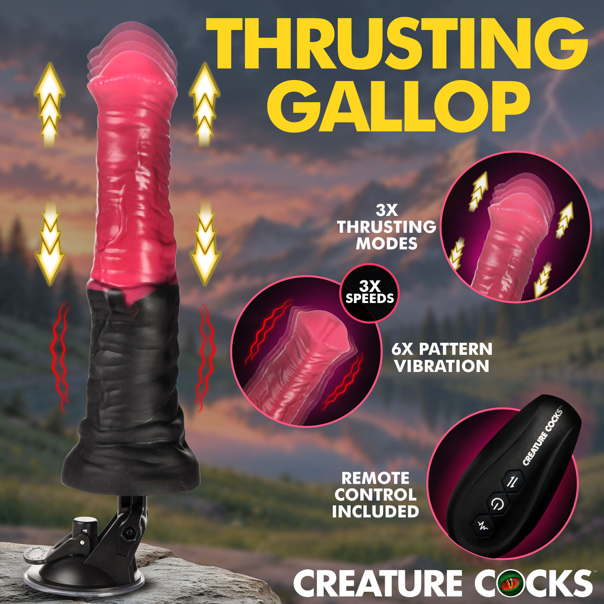 Thrusting Gallop Thrusting and Vibrating Silicone Dildo (view 2)