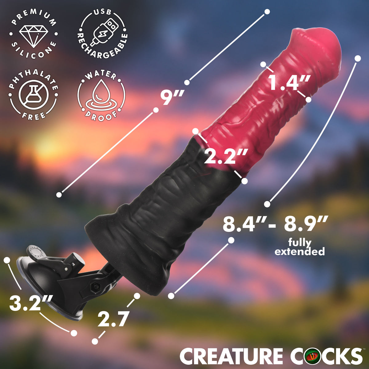 Thrusting Gallop Thrusting and Vibrating Silicone Dildo (view 4)
