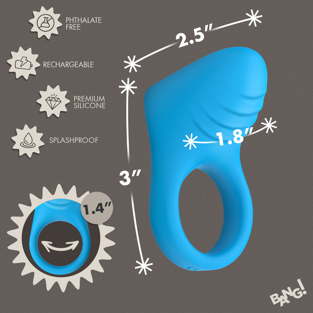 Vibrating Silicone C-Ring – cock ring (view 4)