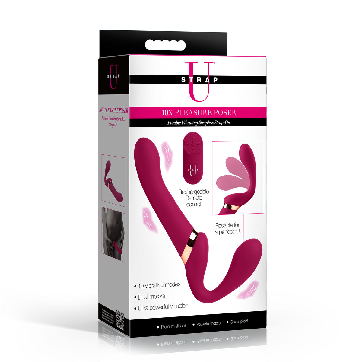 10X Pleasure Poser Posable Vibrating Strapless Strap-On – strap-on and harness (view 7)