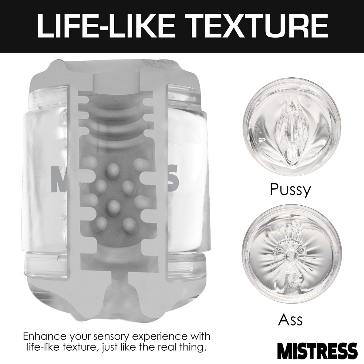Double Shot Pussy and Ass Stroker - Clear – masturbator, TPE (view 3)