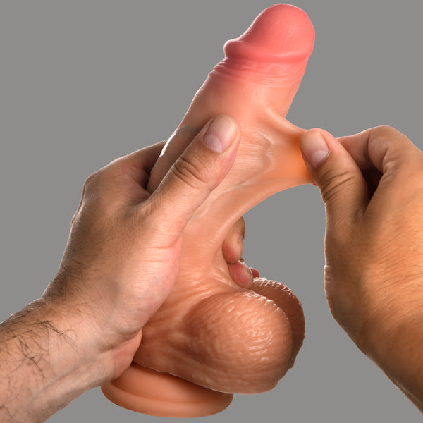 Real Skin Silicone Dildo with Balls - 8 Inch, Silicone