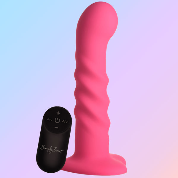 21X Vibrating Ribbed Silicone Dildo, Silicone