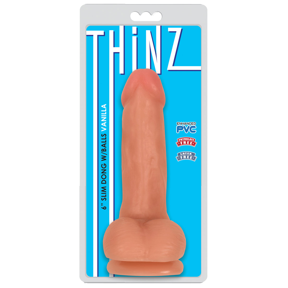 6 Inch Slim Dildo with Balls - Light, PVC (view 2)