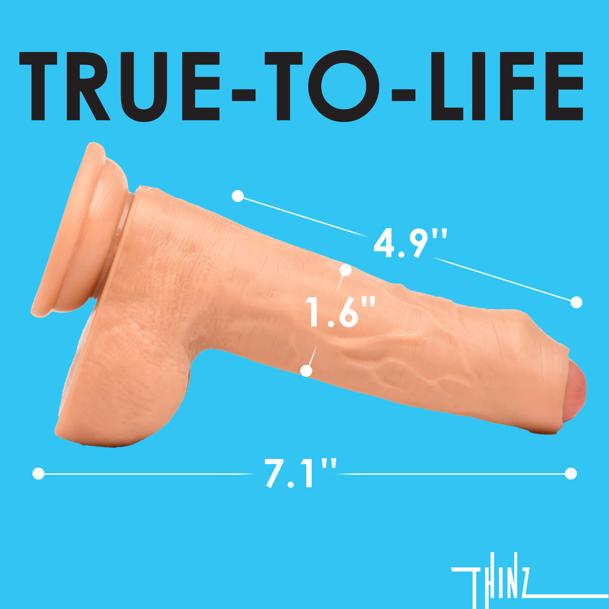 7 Inch uncut Dildo with Balls, TPE (view 4)