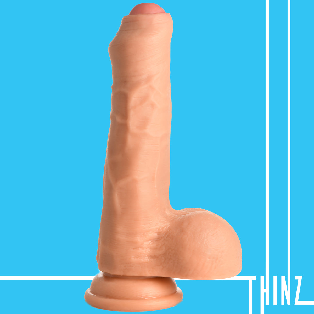 7 Inch uncut Dildo with Balls, TPE