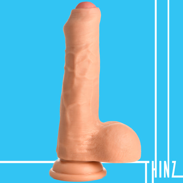 7 Inch uncut Dildo with Balls, TPE