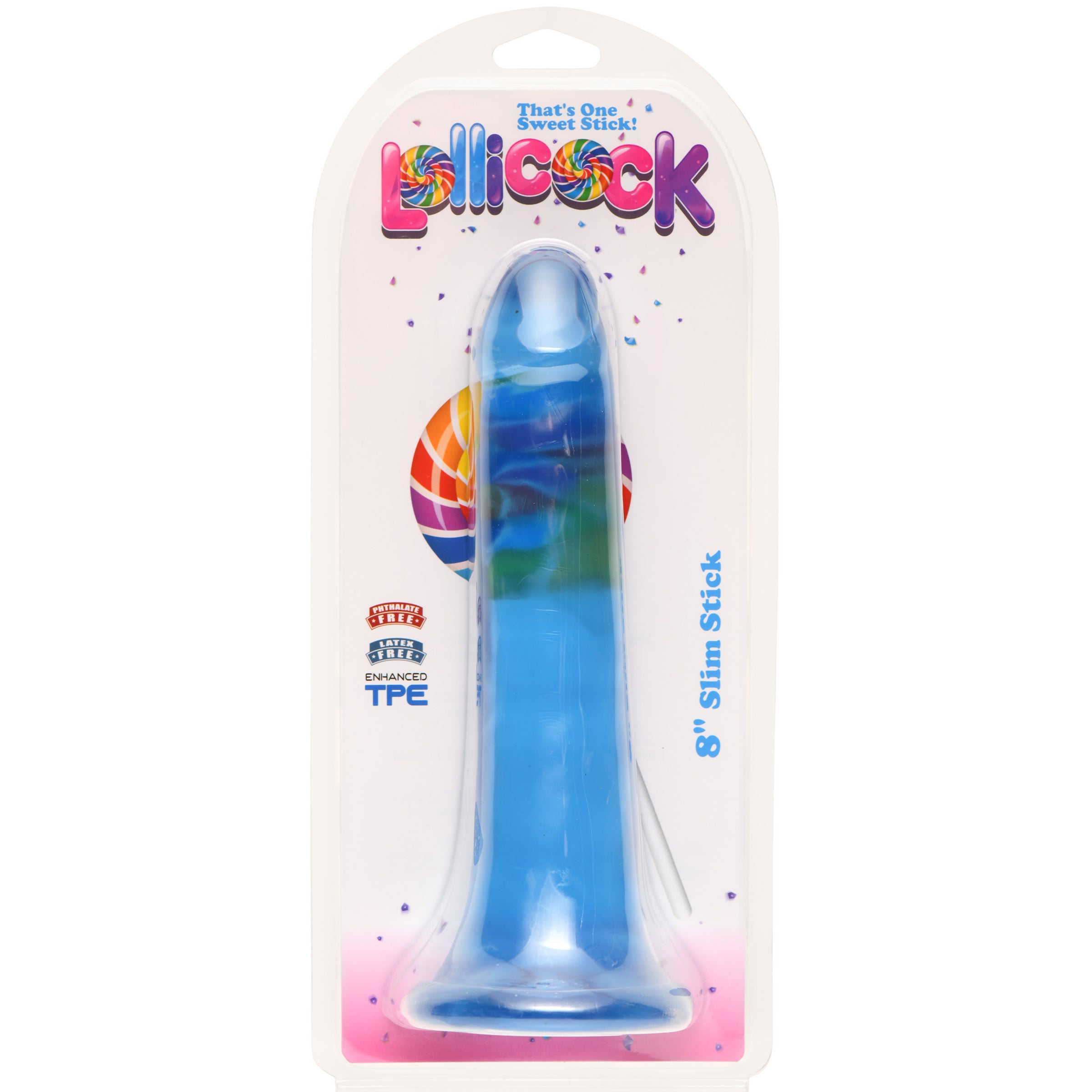 8 Inch Slim Stick Berry Ice Dildo