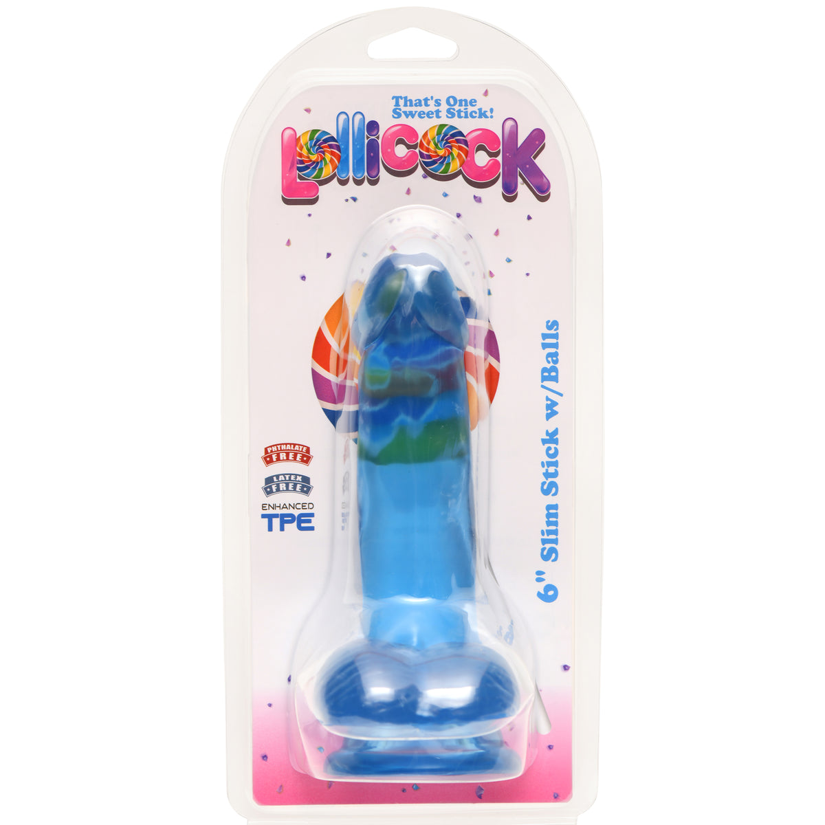 6 Inch Slim Stick with Balls Berry Ice Dildo, PVC (view 3)