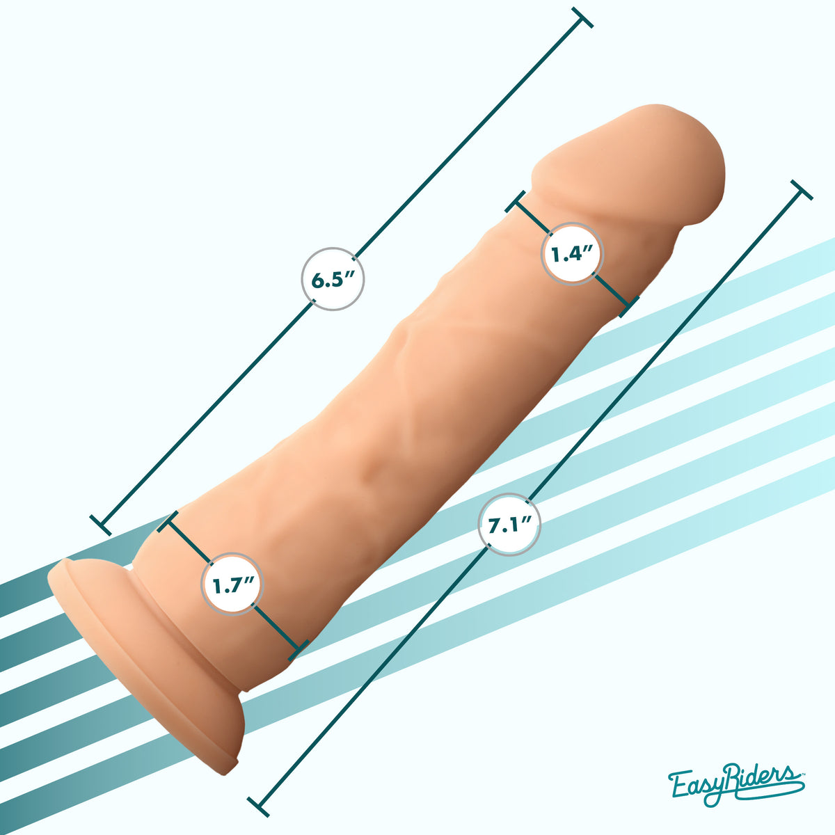 Easy Riders 7 Inch Silicone Dildo - Light, Silicone (view 4)