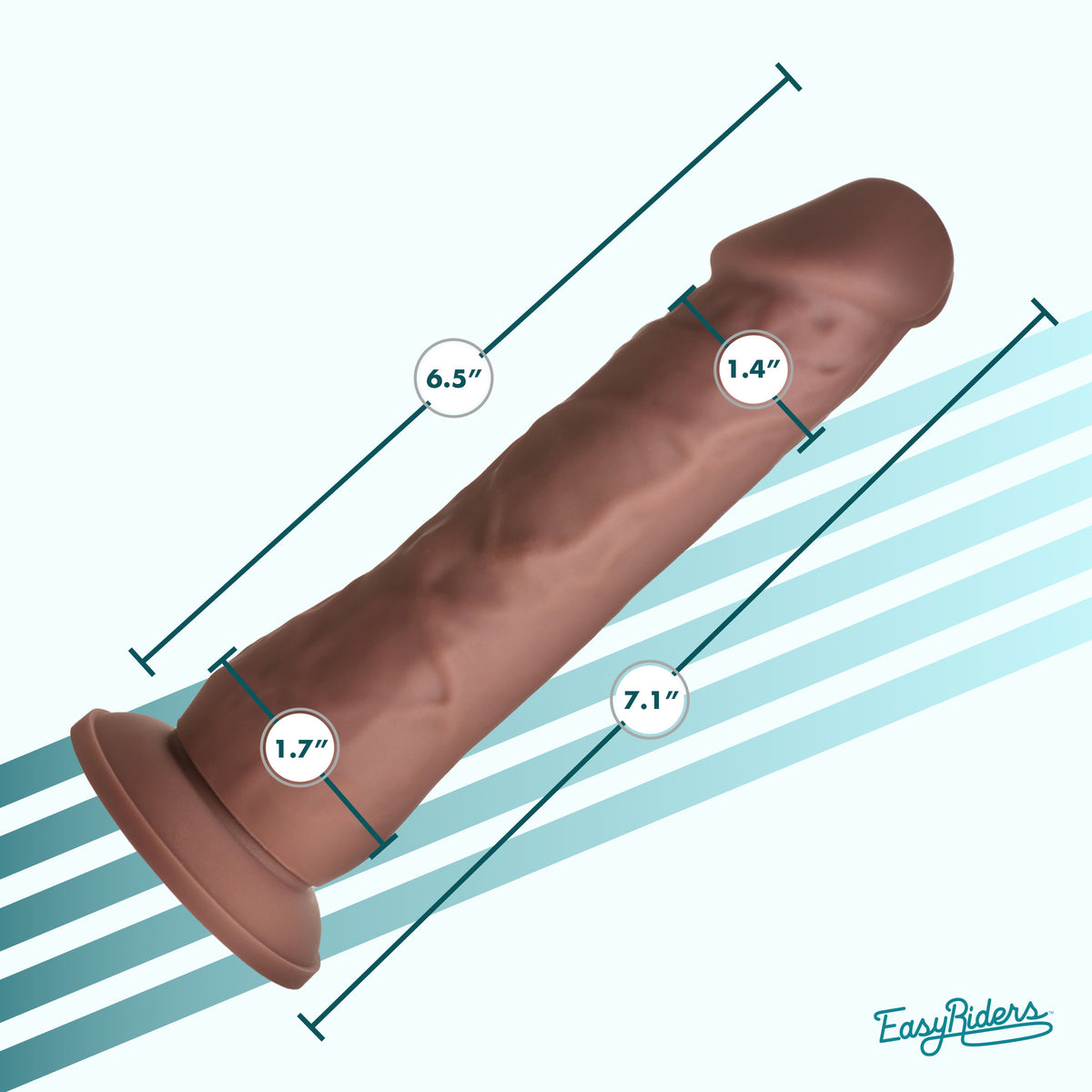 Easy Riders 7 Inch Silicone Dildo - Dark, Silicone (view 3)