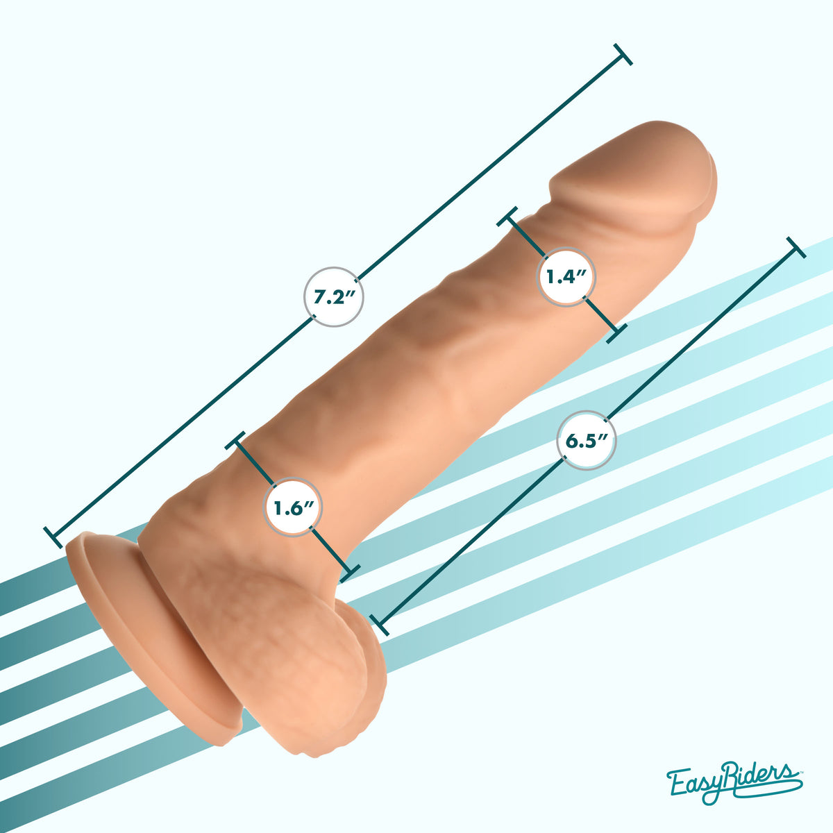 Easy Riders 7 Inch Silicone Dildo with Balls - Light, Silicone (view 4)