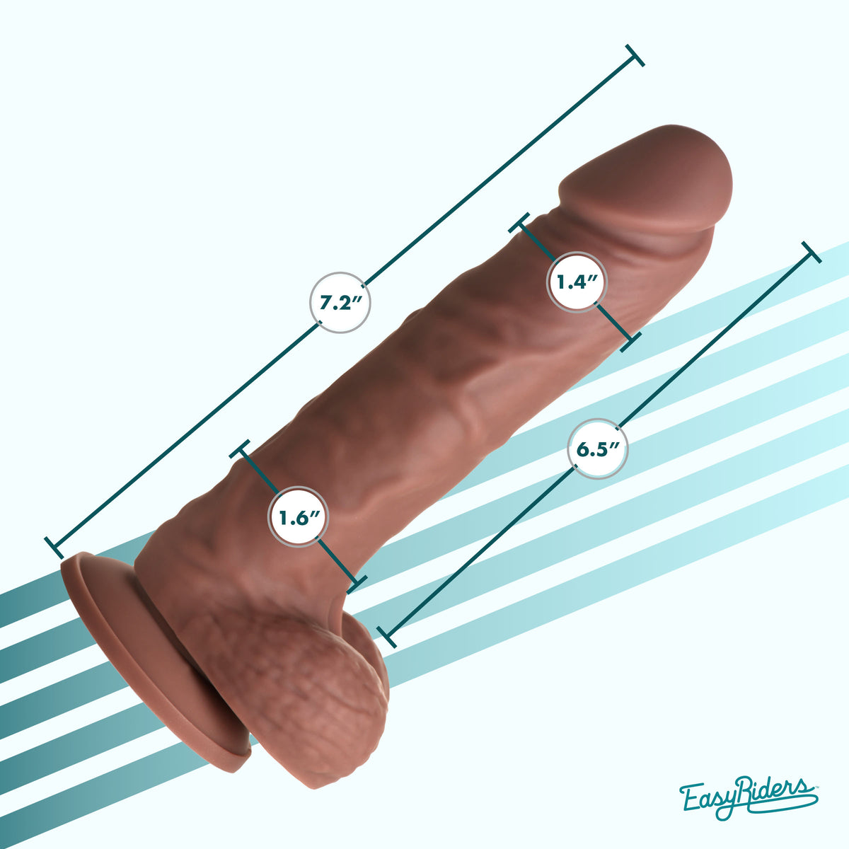 Easy Riders 7 Inch Silicone Dildo with Balls - Dark, Silicone (view 3)