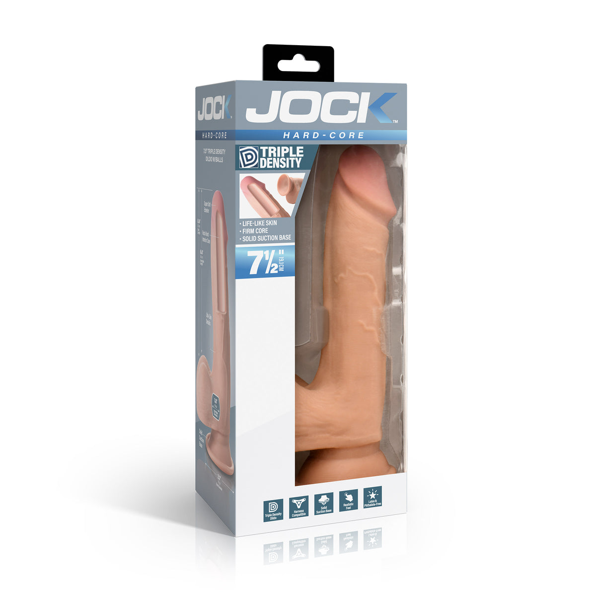 Hard-Core 7.5" Triple Density Dildo with Balls, rubber (view 6)