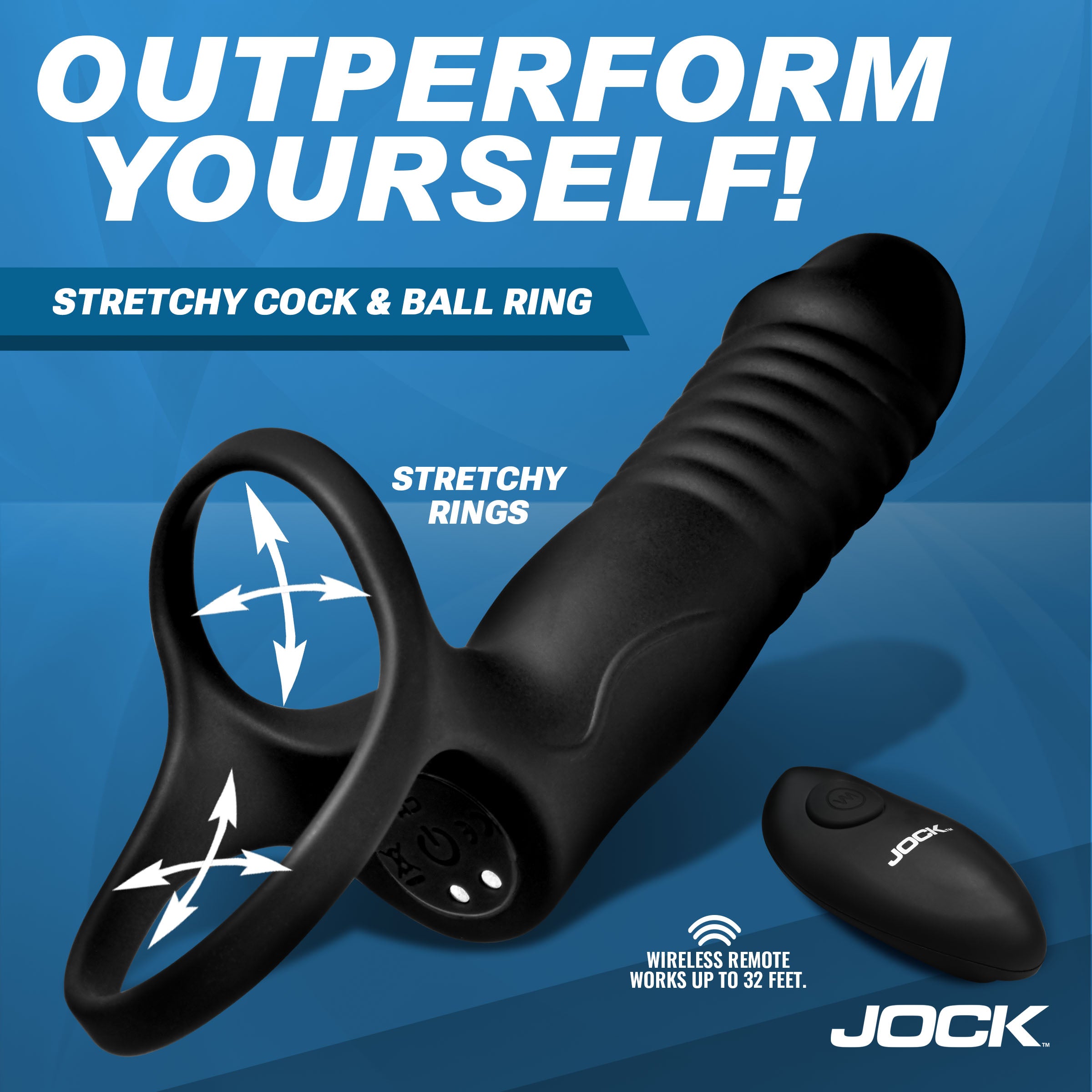 Double Thrust Thrusting & Vibrating Double Penetration C-Ring w/ Remot Double Thrust Thrusting & Vibrating Double Penetration C-Ring w/ Remot